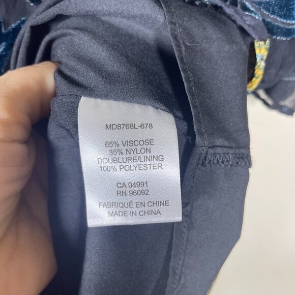 Carolina Belle Montreal Womens Tunic Style Dress Size 4 Black Blue Velvet Floral - Picture 4 of 7